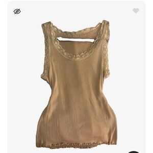 Lace Trim Tan Women's Top